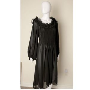 Albert Nipon Vintage Long Chiffon Victorian Gothic See Through Gown Dress 10 M